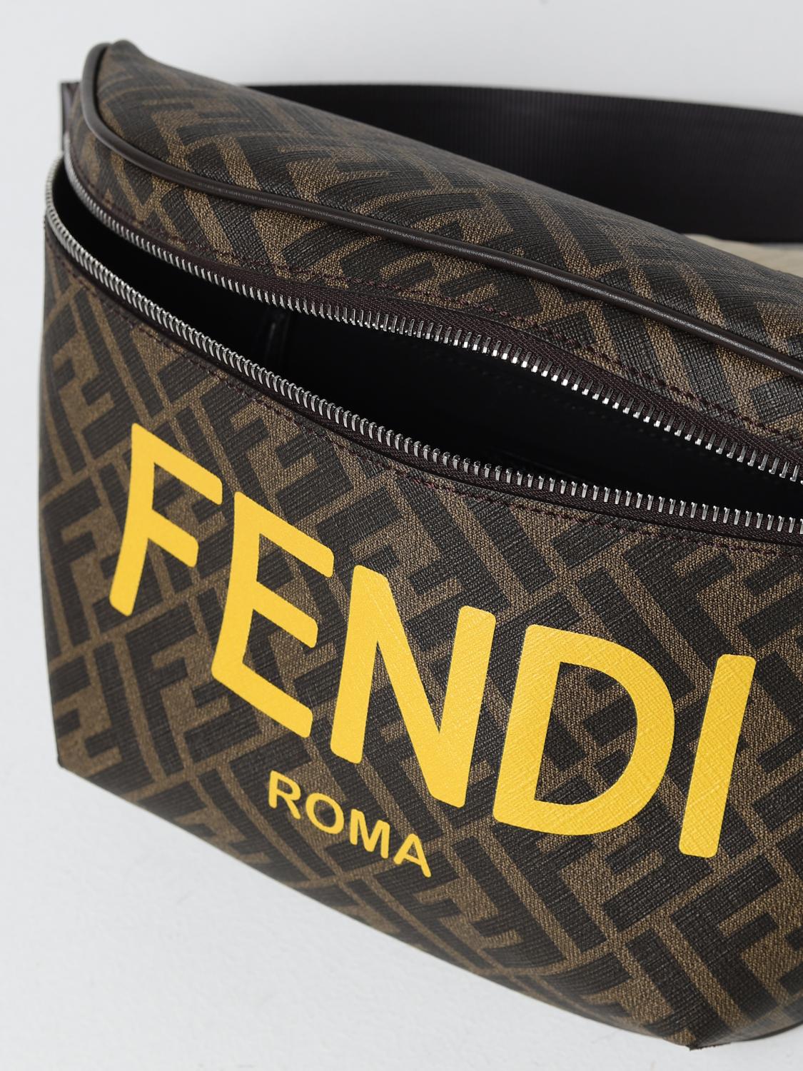 FENDI MARSUPIO: Marsupio Fendi in tessuto spalmato e mesh, Marrone - Img 4