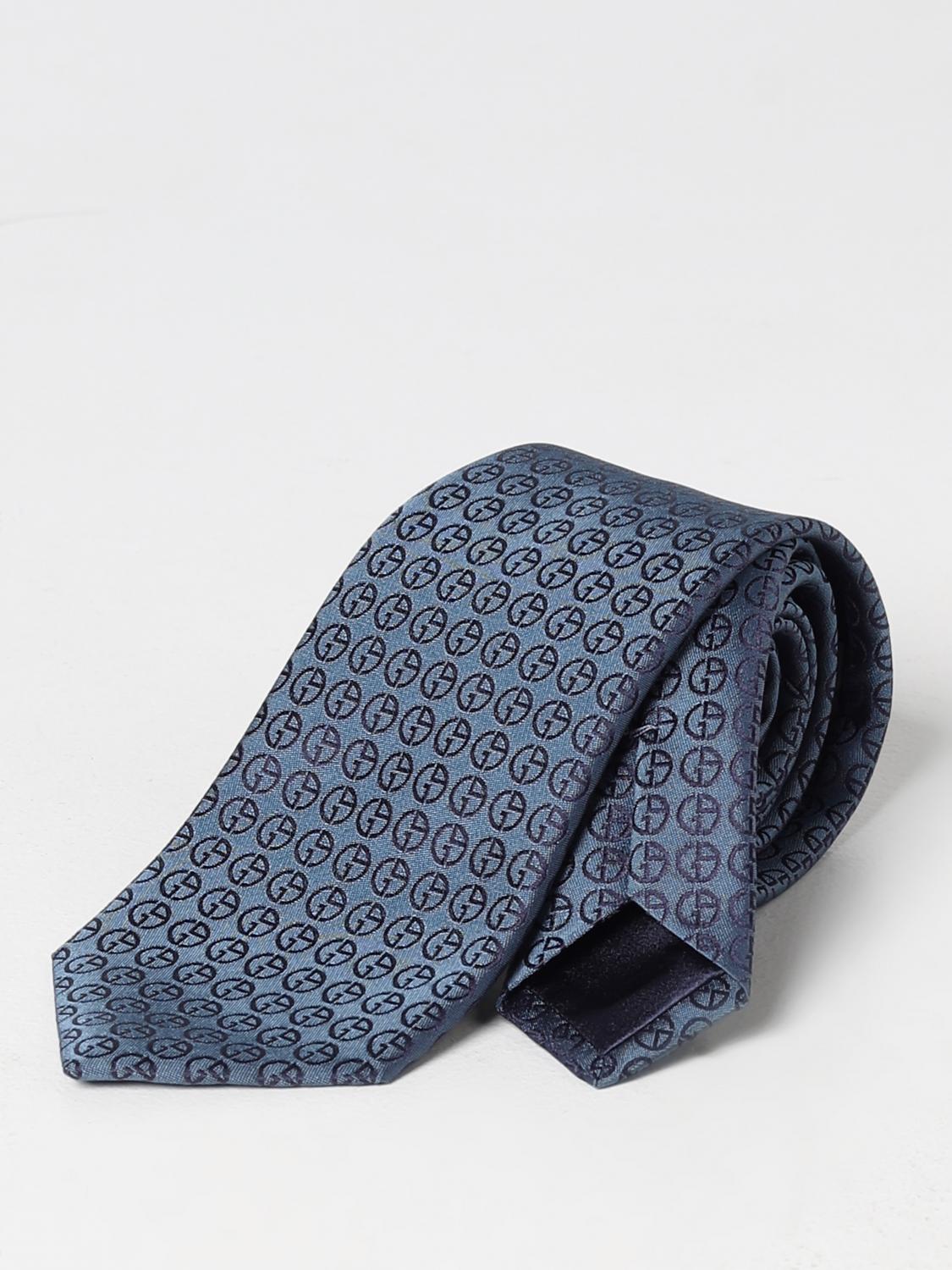 GIORGIO ARMANI CRAVATTA: Cravatta Giorgio Armani in seta con monogram jacquard, Blue - Img 1