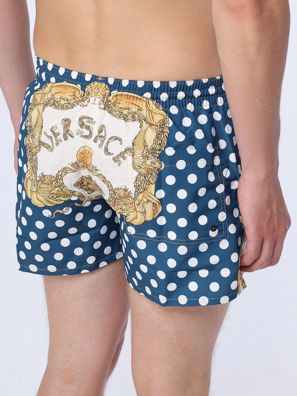 Versace Seashell Baroque swimsuit in stretch nylon - Blue