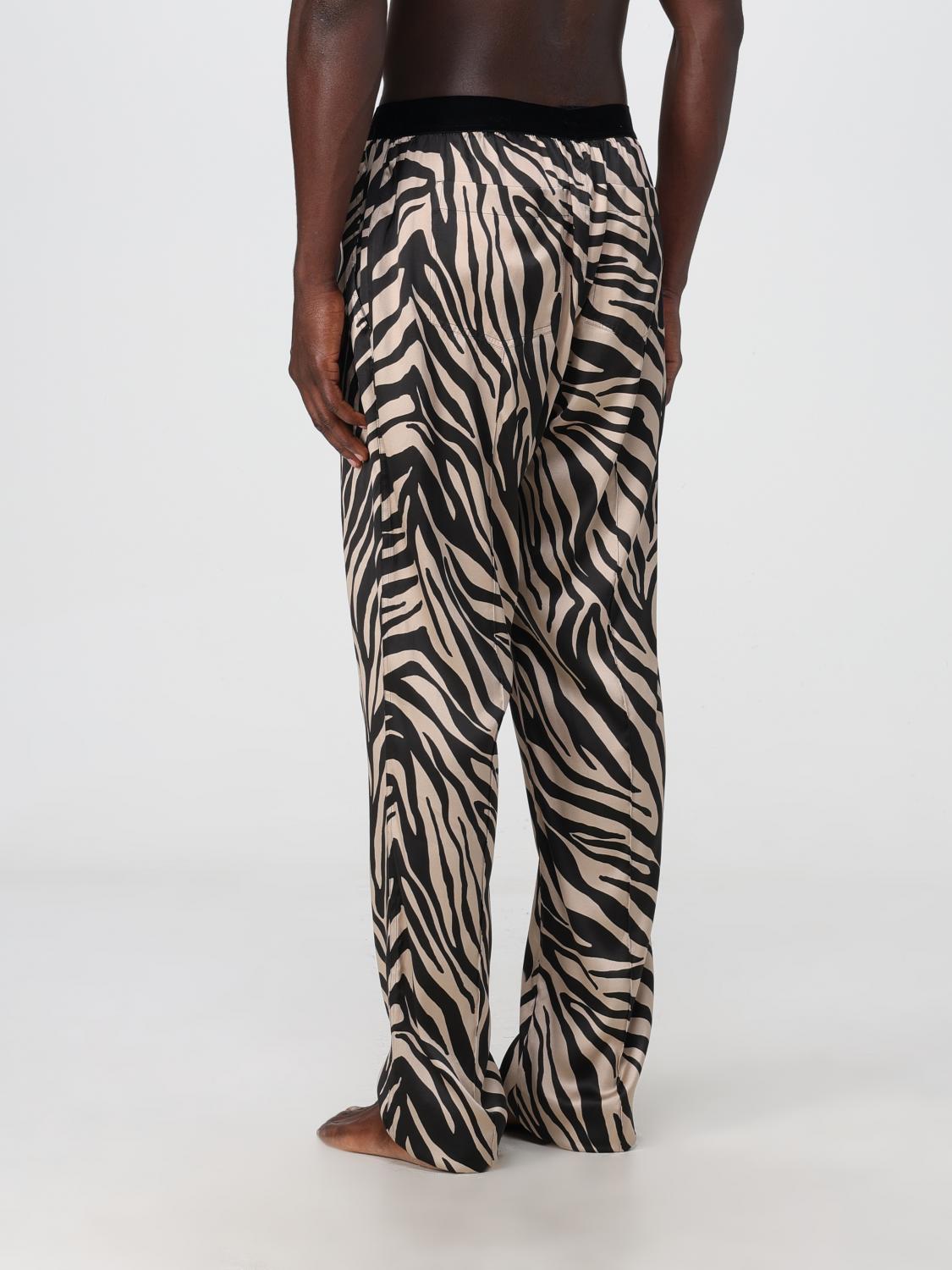 TOM FORD LOUNGEWEAR: Tom Ford zebra print stretch silk pajama pants, Black - Img 2