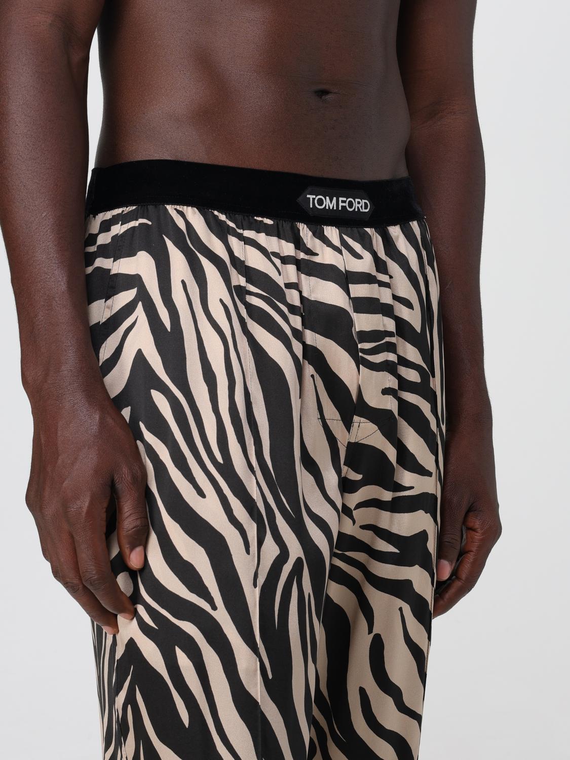 TOM FORD: zebra print stretch silk pajama pants - Black