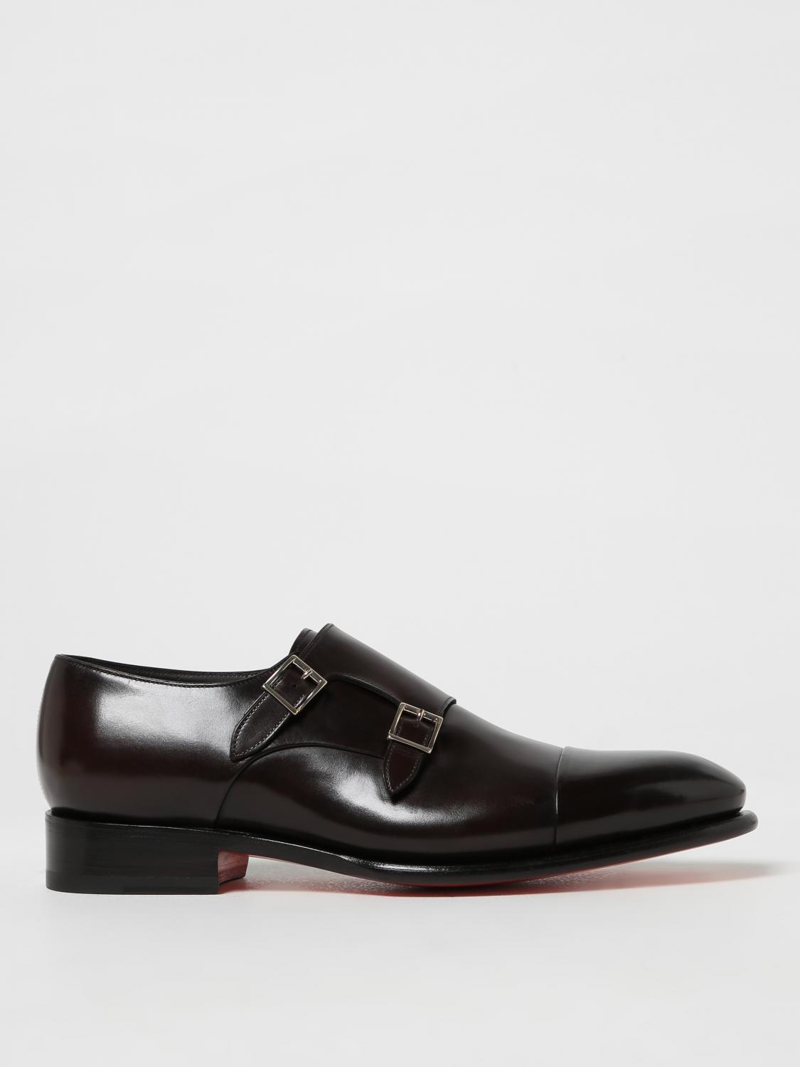 SANTONI MOCASSINI: Monk Strap Santoni in pelle, Marrone - Img 1