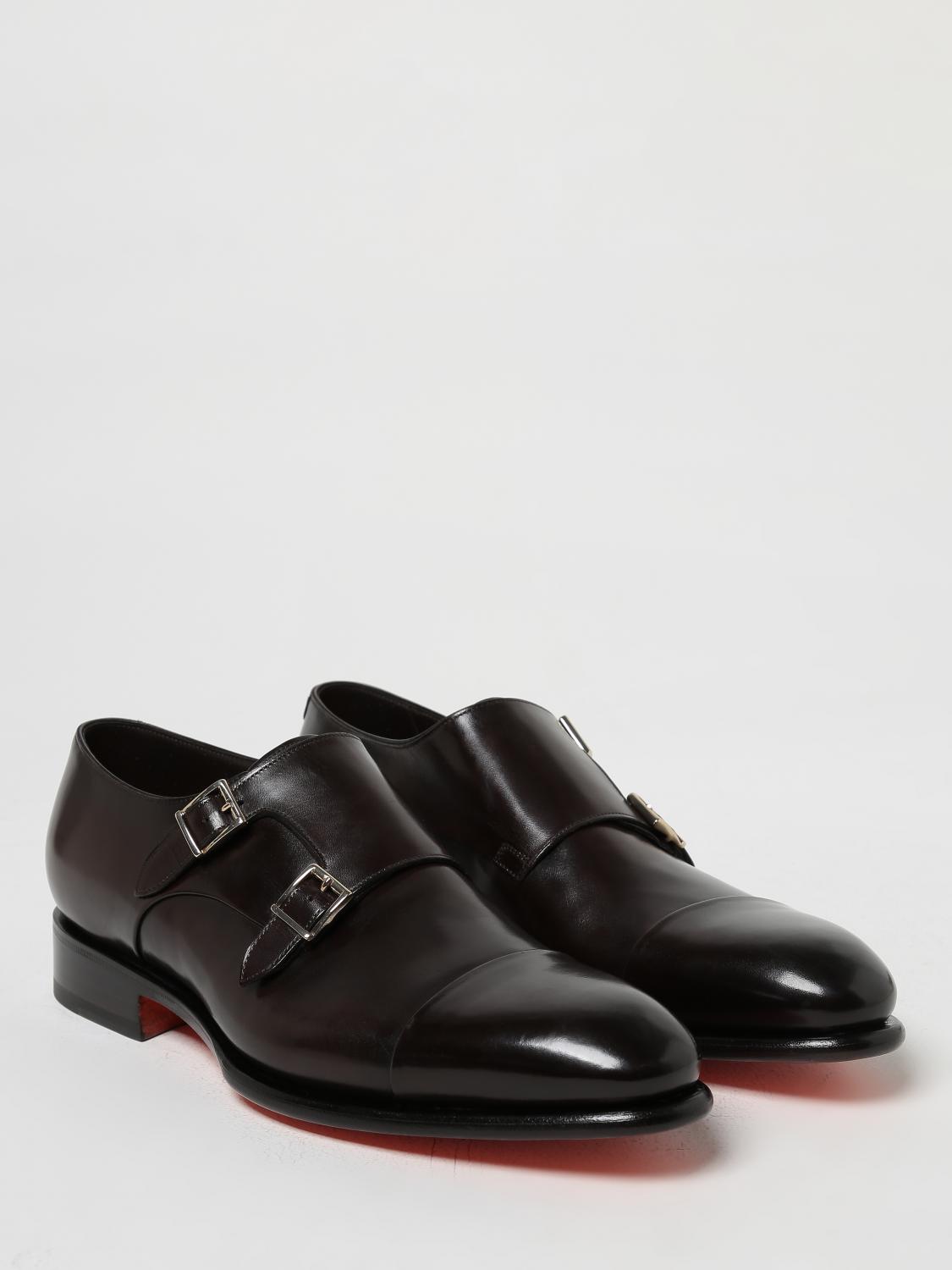 SANTONI MOCASSINI: Monk Strap Santoni in pelle, Marrone - Img 2