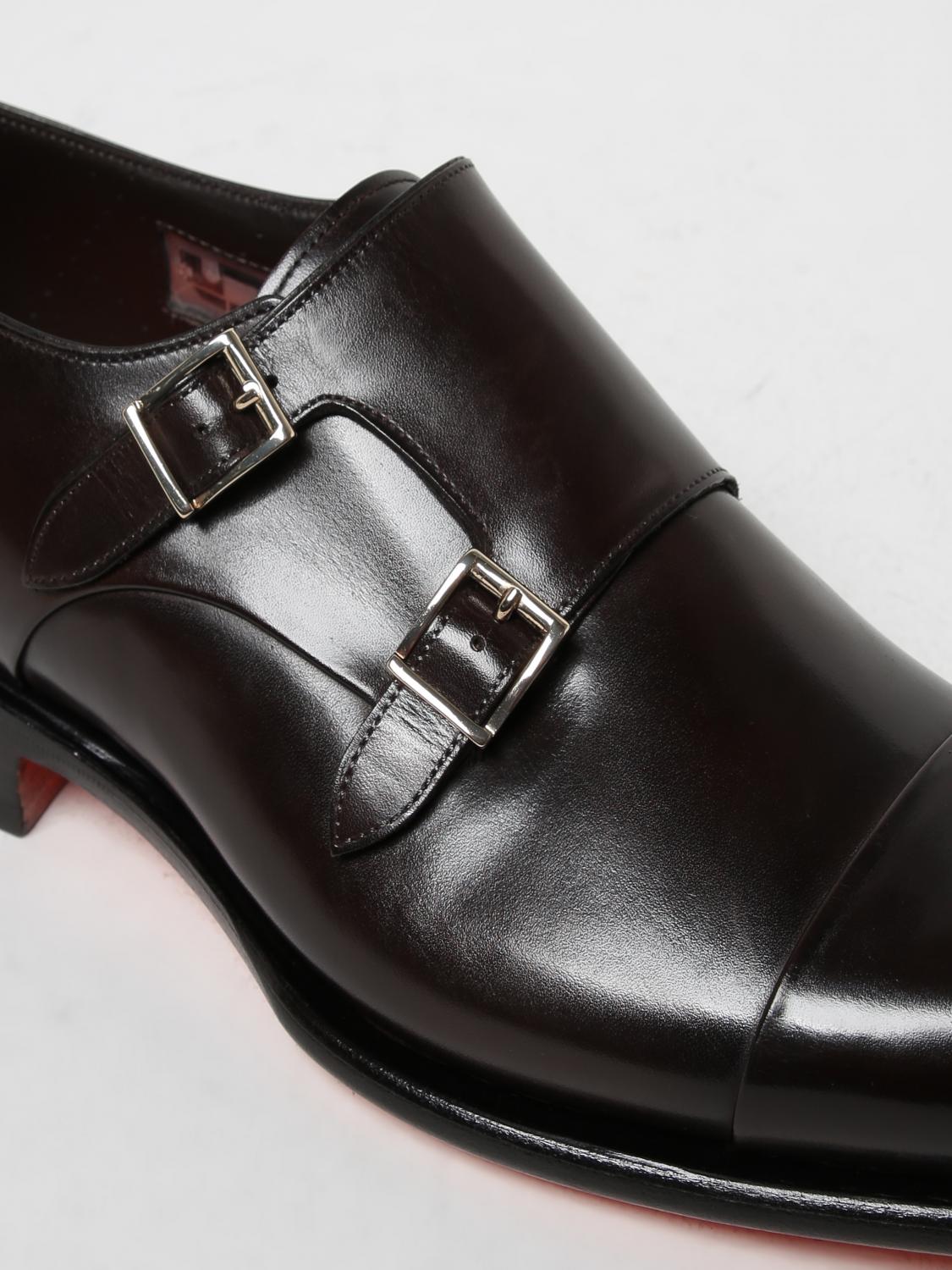 SANTONI MOCASSINI: Monk Strap Santoni in pelle, Marrone - Img 4