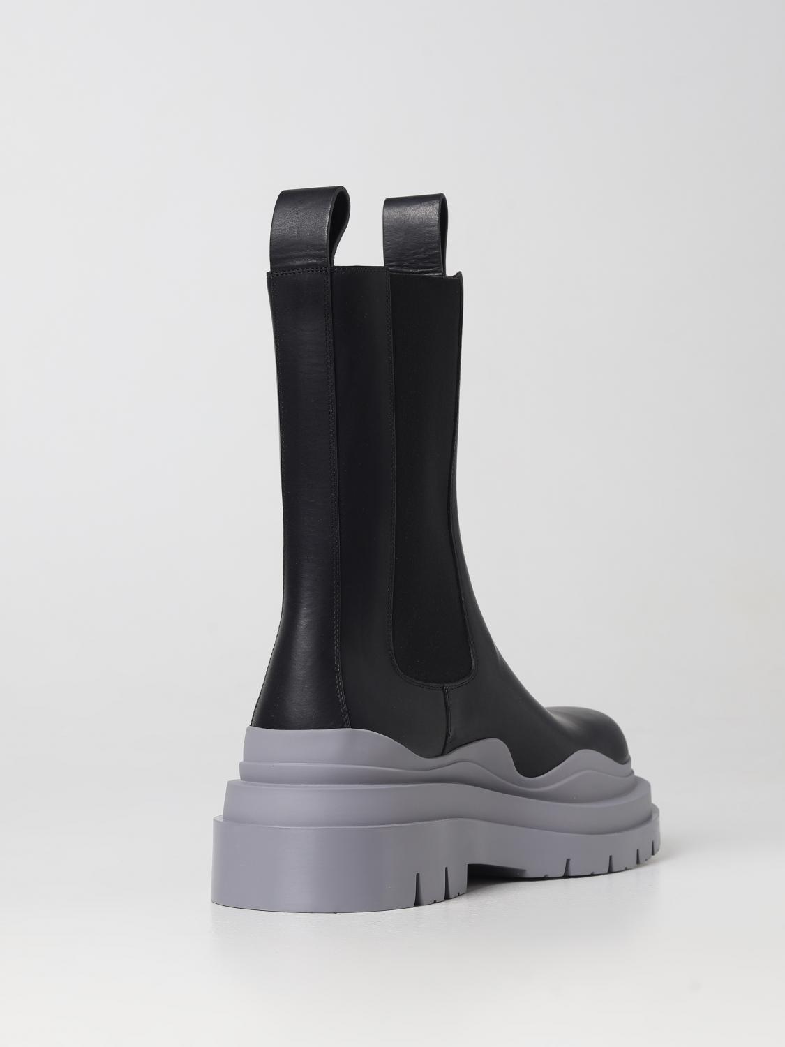 BOTTEGA VENETA BOOT: Bottega Veneta Tire leather and fabric ankle boots, Black - Img 3