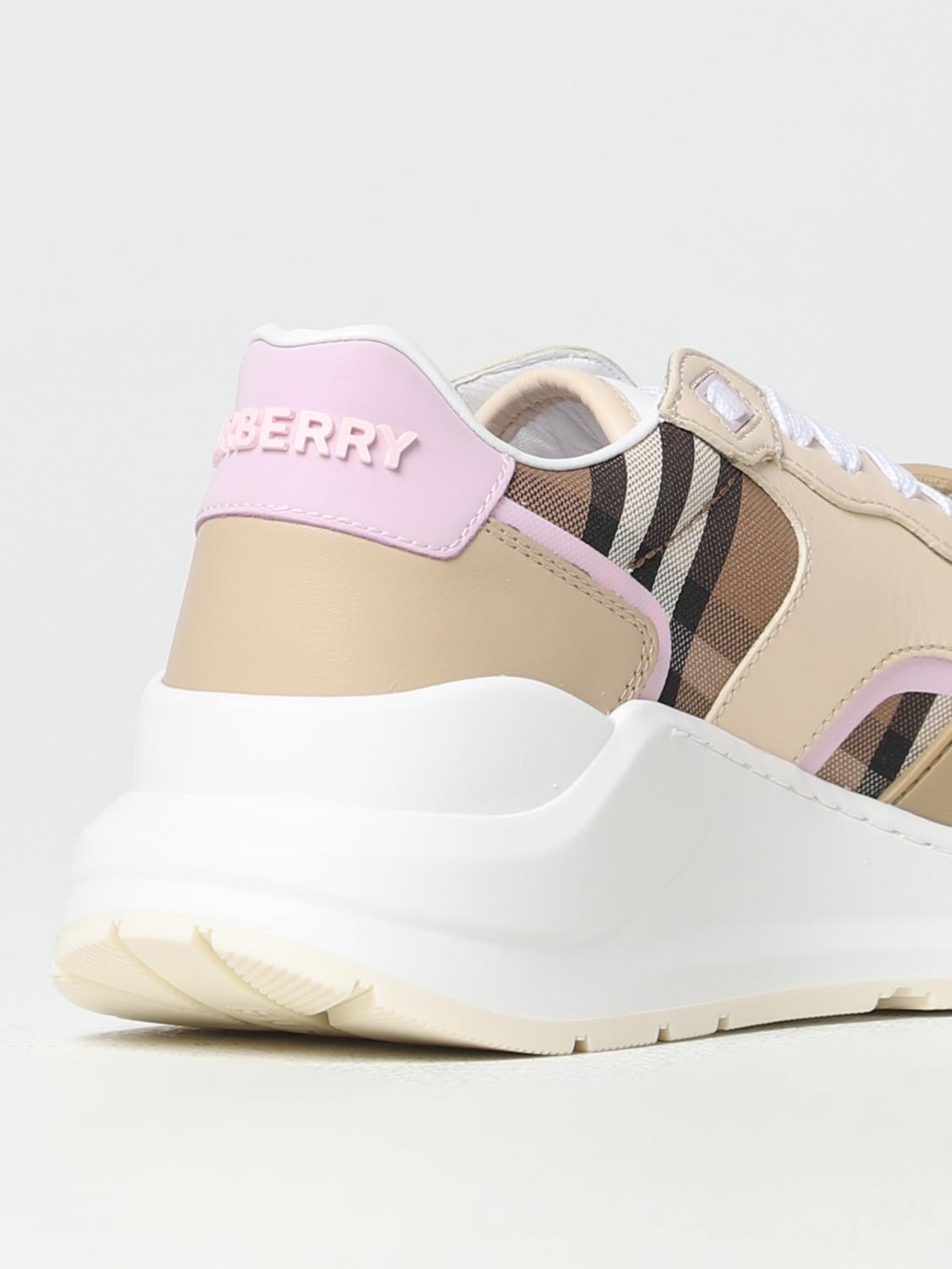 BURBERRY: Ramsey sneakers in fabric and leather - Beige