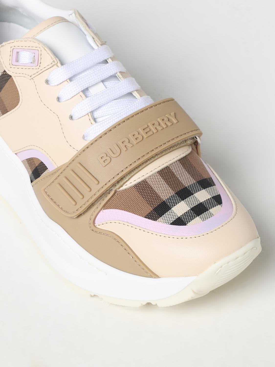 BURBERRY: Ramsey sneakers in fabric and leather - Beige