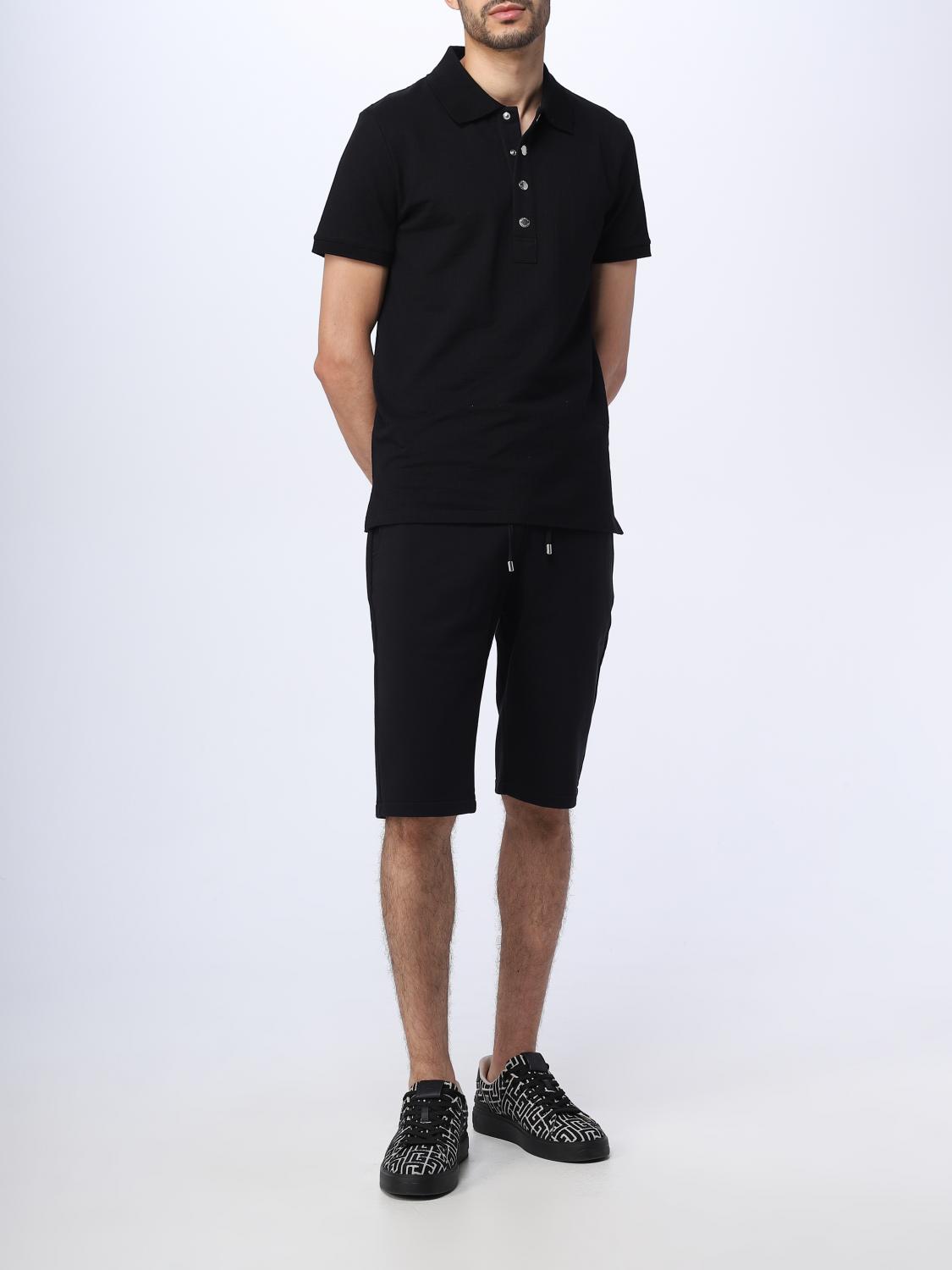 BALMAIN SHORTS: Balmain shorts in organic cotton with logo, Black - Img 2