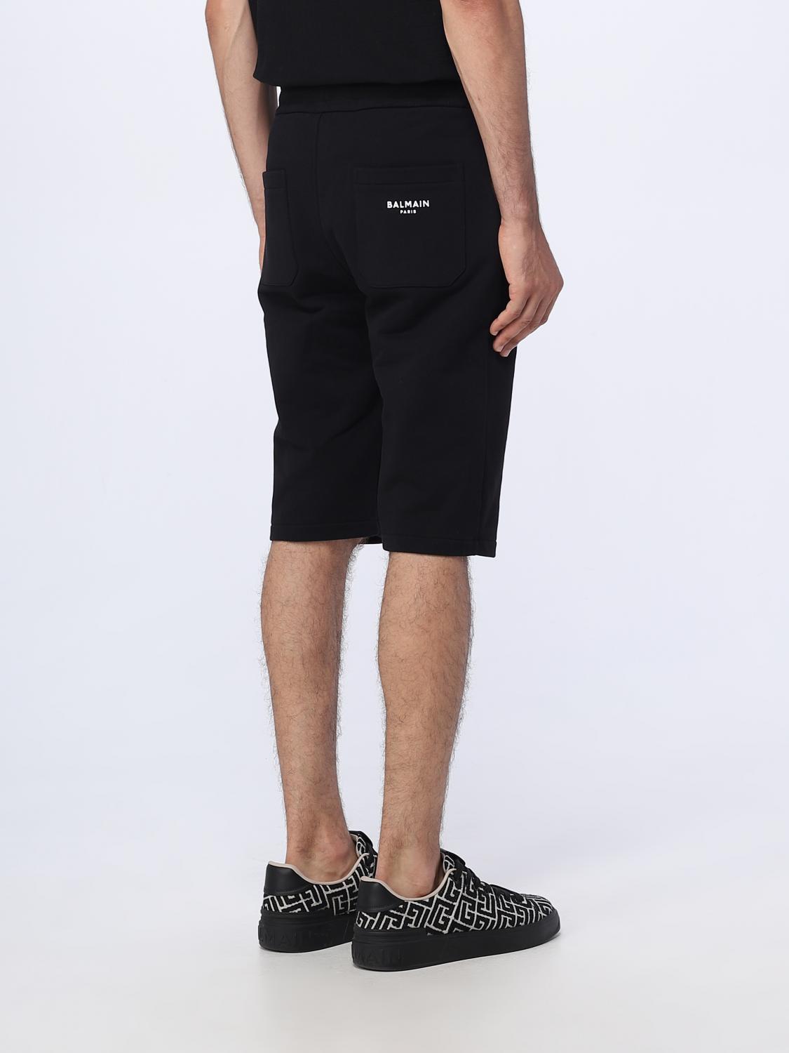 BALMAIN SHORTS: Balmain shorts in organic cotton with logo, Black - Img 3