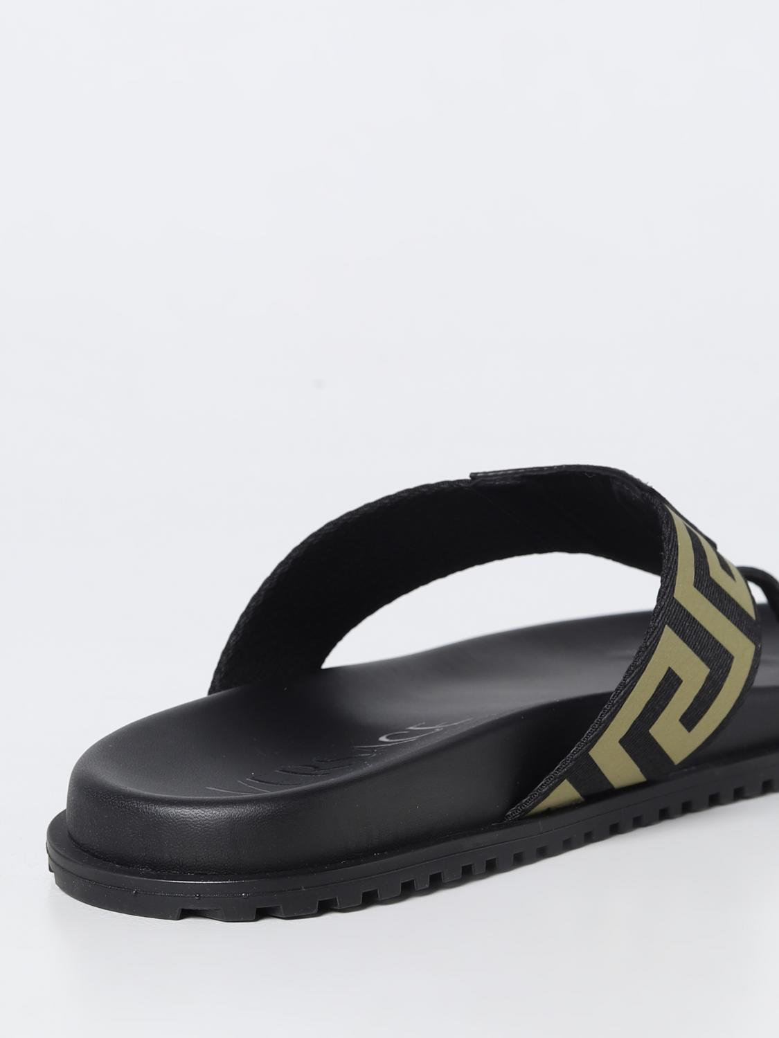 VERSACE SANDALI: Infradito Versace in pelle e tessuto, Nero - Img 3
