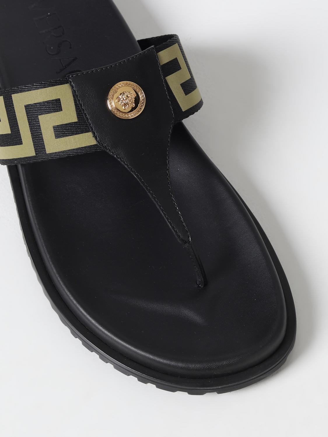 VERSACE SANDALI: Infradito Versace in pelle e tessuto, Nero - Img 4