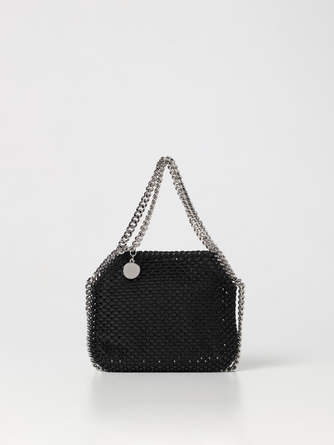 STELLA MCCARTNEY BORSA MINI: Borsa Falabella Stella McCartney in tessuto e strass, Nero - Img 1