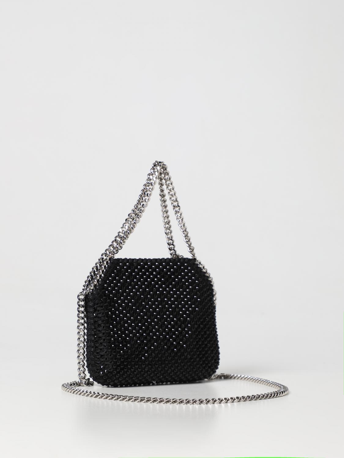 STELLA MCCARTNEY BORSA MINI: Borsa Falabella Stella McCartney in tessuto e strass, Nero - Img 3