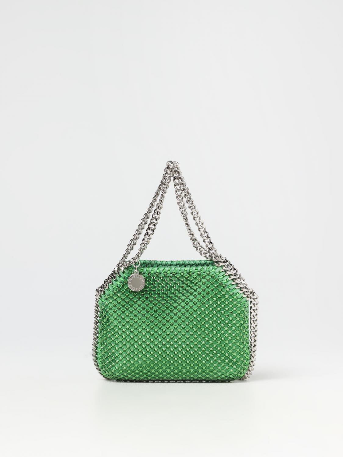STELLA MCCARTNEY BORSA MINI: Borsa Falabella Stella McCartney in tessuto e strass, Verde - Img 1