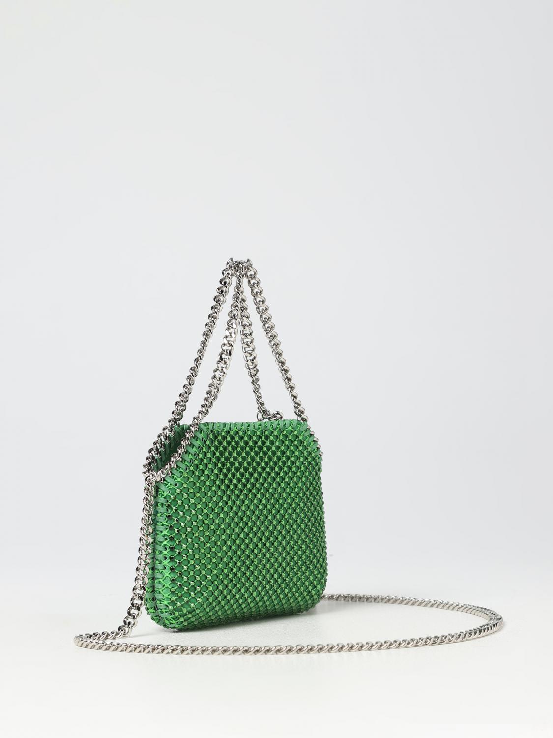 STELLA MCCARTNEY BORSA MINI: Borsa Falabella Stella McCartney in tessuto e strass, Verde - Img 2