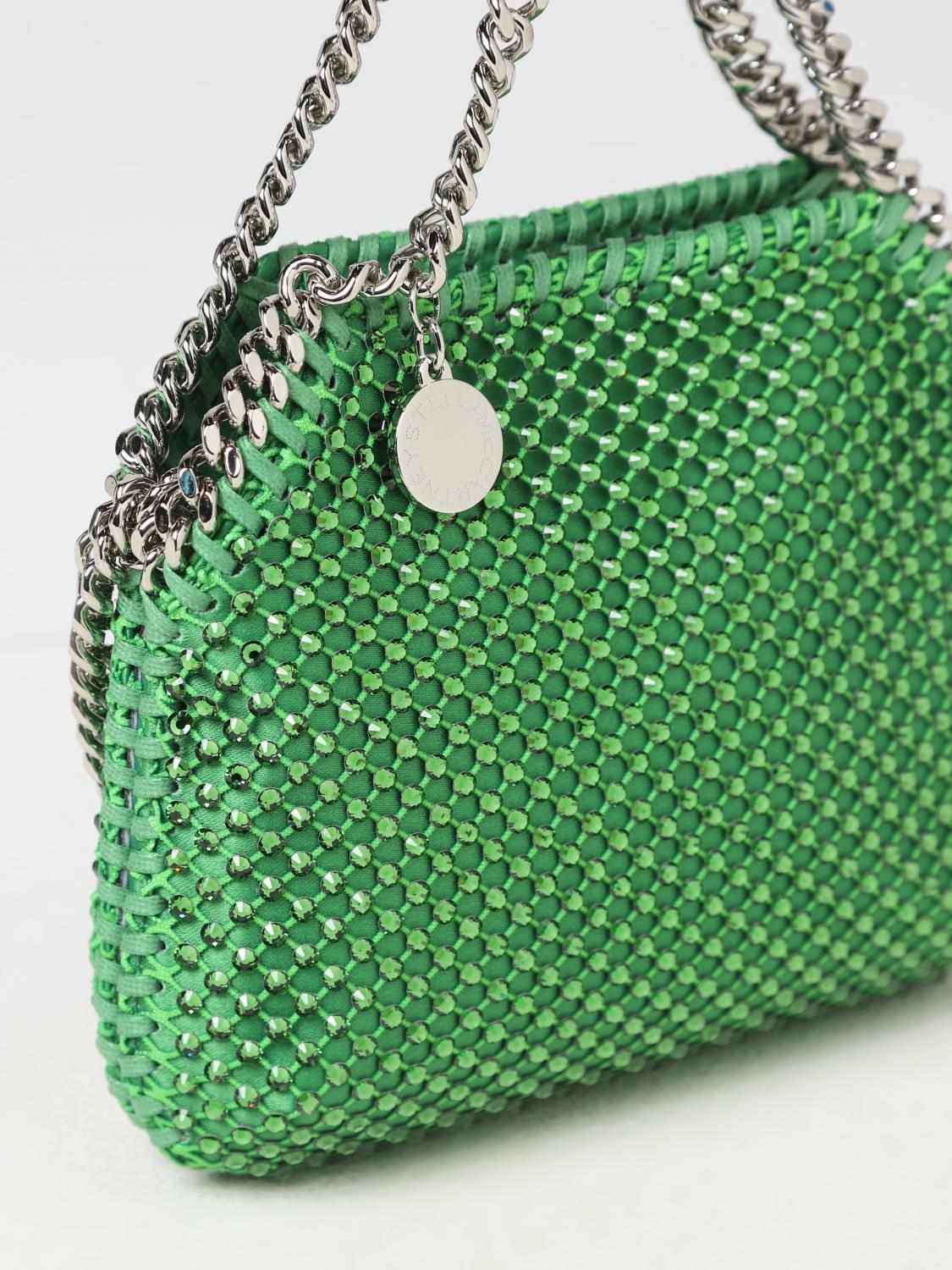 STELLA MCCARTNEY BORSA MINI: Borsa Falabella Stella McCartney in tessuto e strass, Verde - Img 3