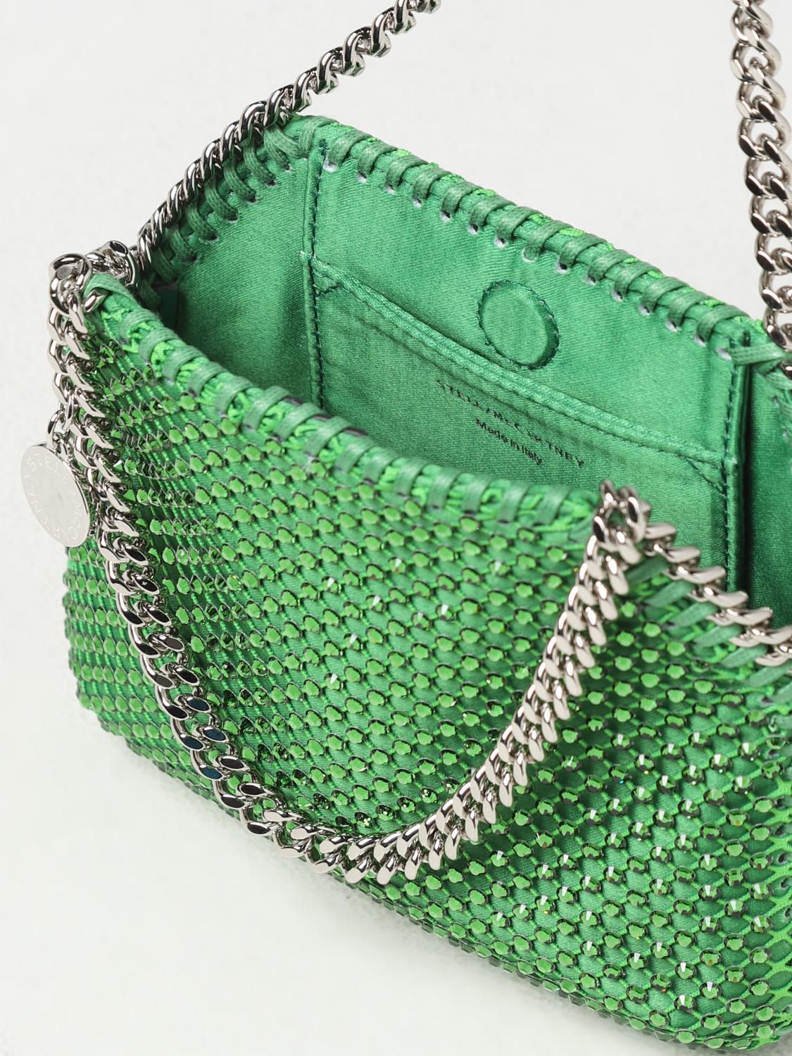 STELLA MCCARTNEY BORSA MINI: Borsa Falabella Stella McCartney in tessuto e strass, Verde - Img 4