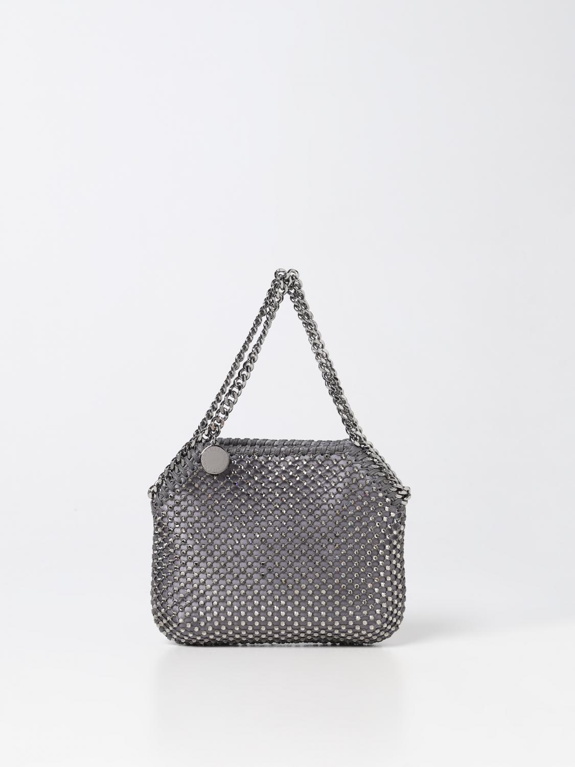 STELLA MCCARTNEY BORSA MINI: Borsa Falabella Stella McCartney in tessuto e strass, Grigio - Img 1