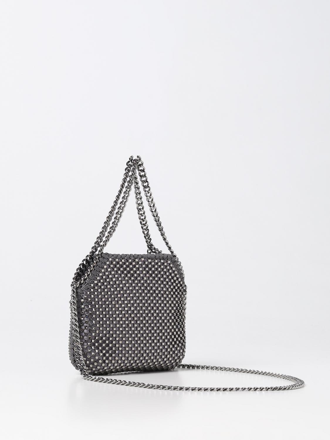 STELLA MCCARTNEY BORSA MINI: Borsa Falabella Stella McCartney in tessuto e strass, Grigio - Img 2