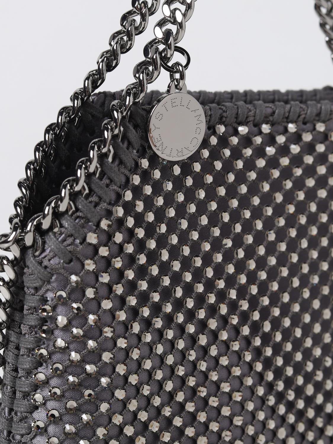 STELLA MCCARTNEY BORSA MINI: Borsa Falabella Stella McCartney in tessuto e strass, Grigio - Img 3