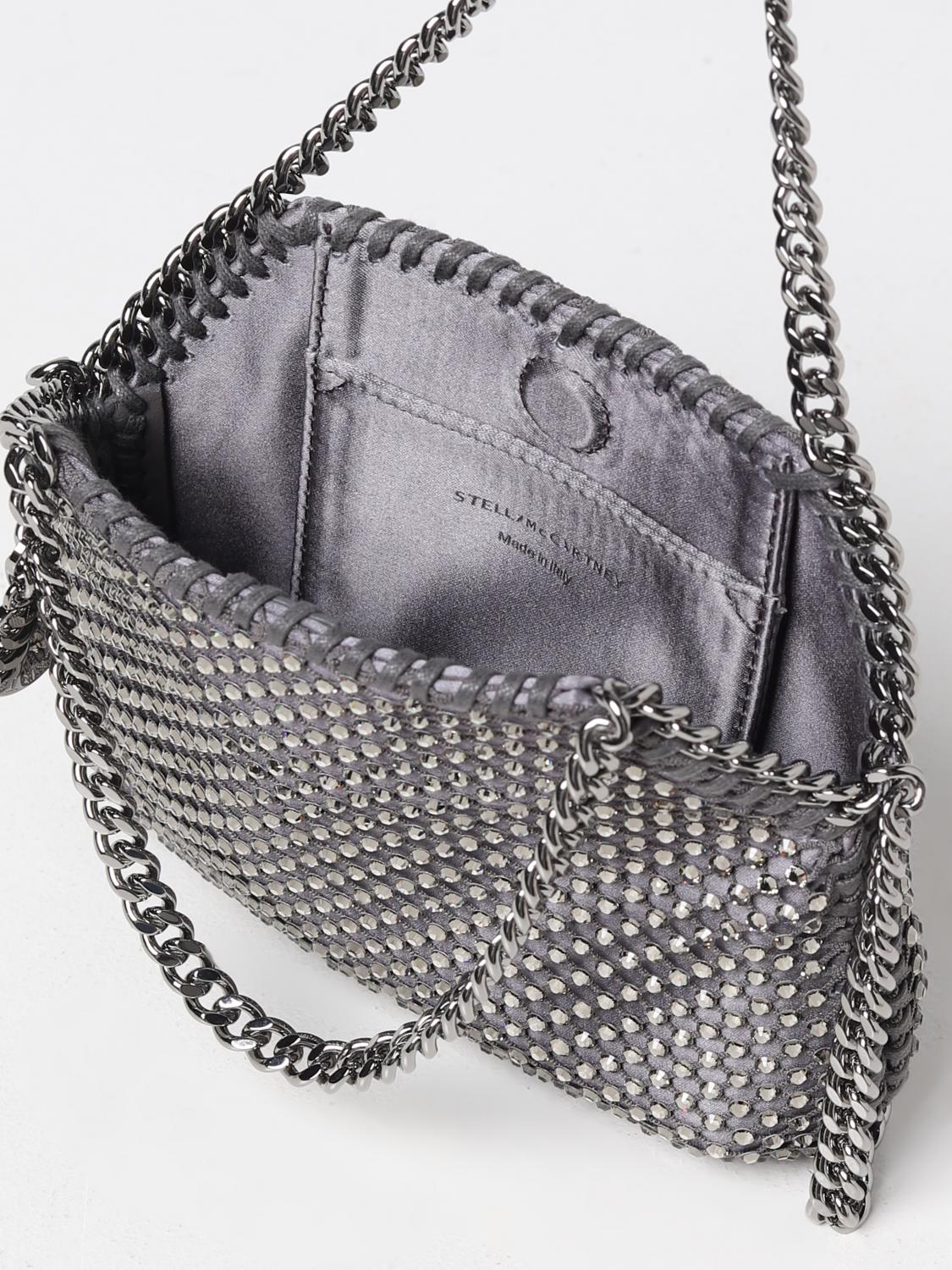 STELLA MCCARTNEY BORSA MINI: Borsa Falabella Stella McCartney in tessuto e strass, Grigio - Img 4