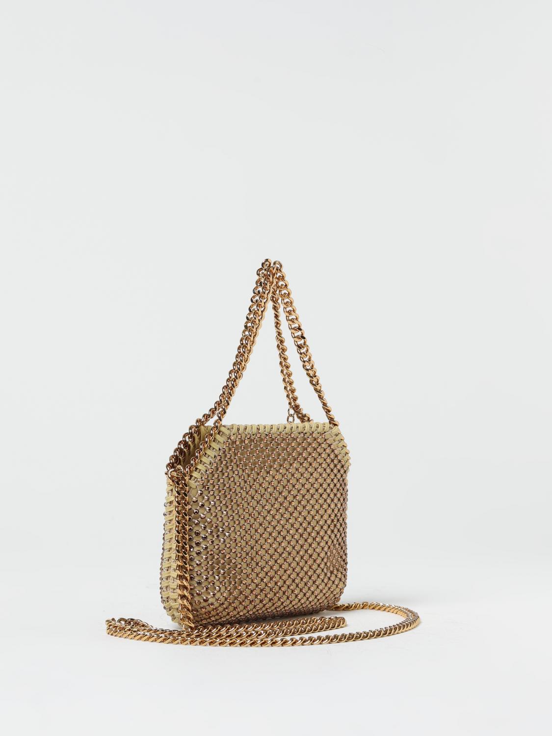 STELLA MCCARTNEY BORSA MINI: Borsa Falabella Stella McCartney in tessuto e strass, Oro - Img 2