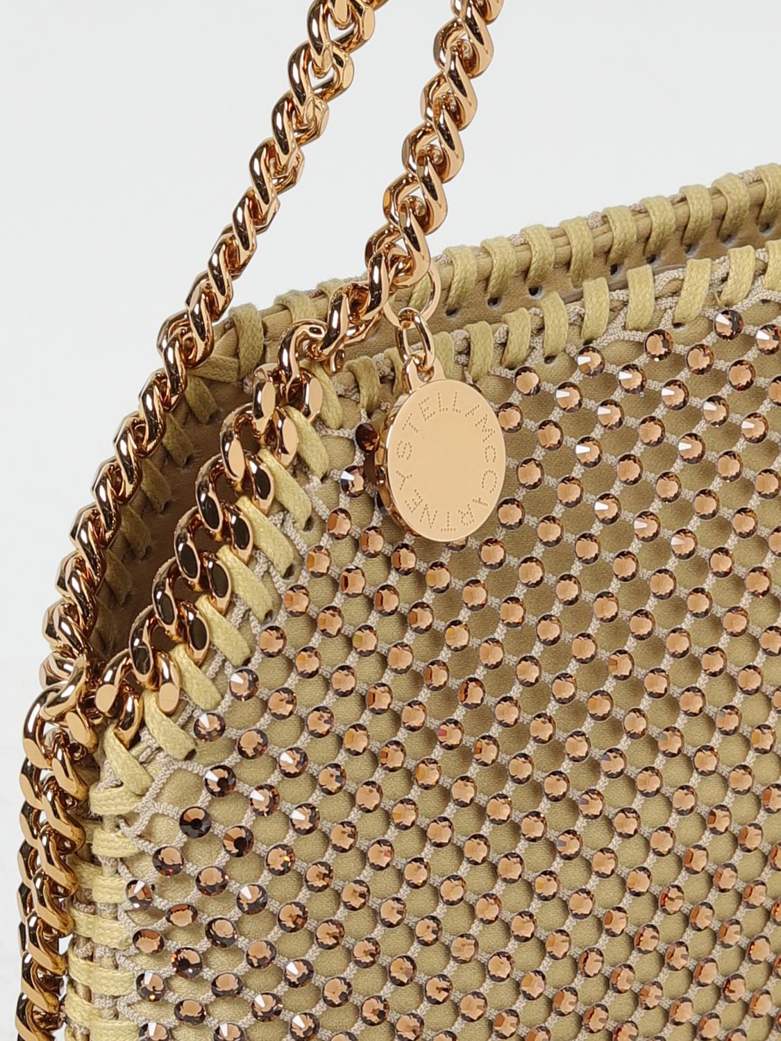 STELLA MCCARTNEY BORSA MINI: Borsa Falabella Stella McCartney in tessuto e strass, Oro - Img 3