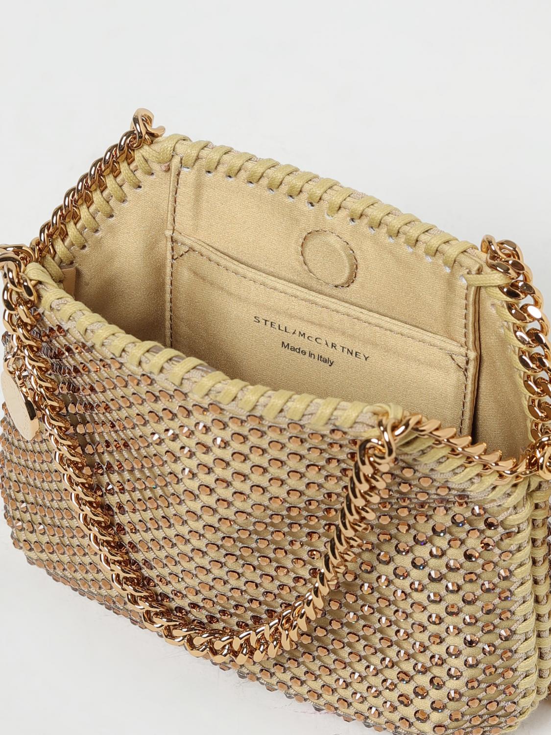 STELLA MCCARTNEY BORSA MINI: Borsa Falabella Stella McCartney in tessuto e strass, Oro - Img 4