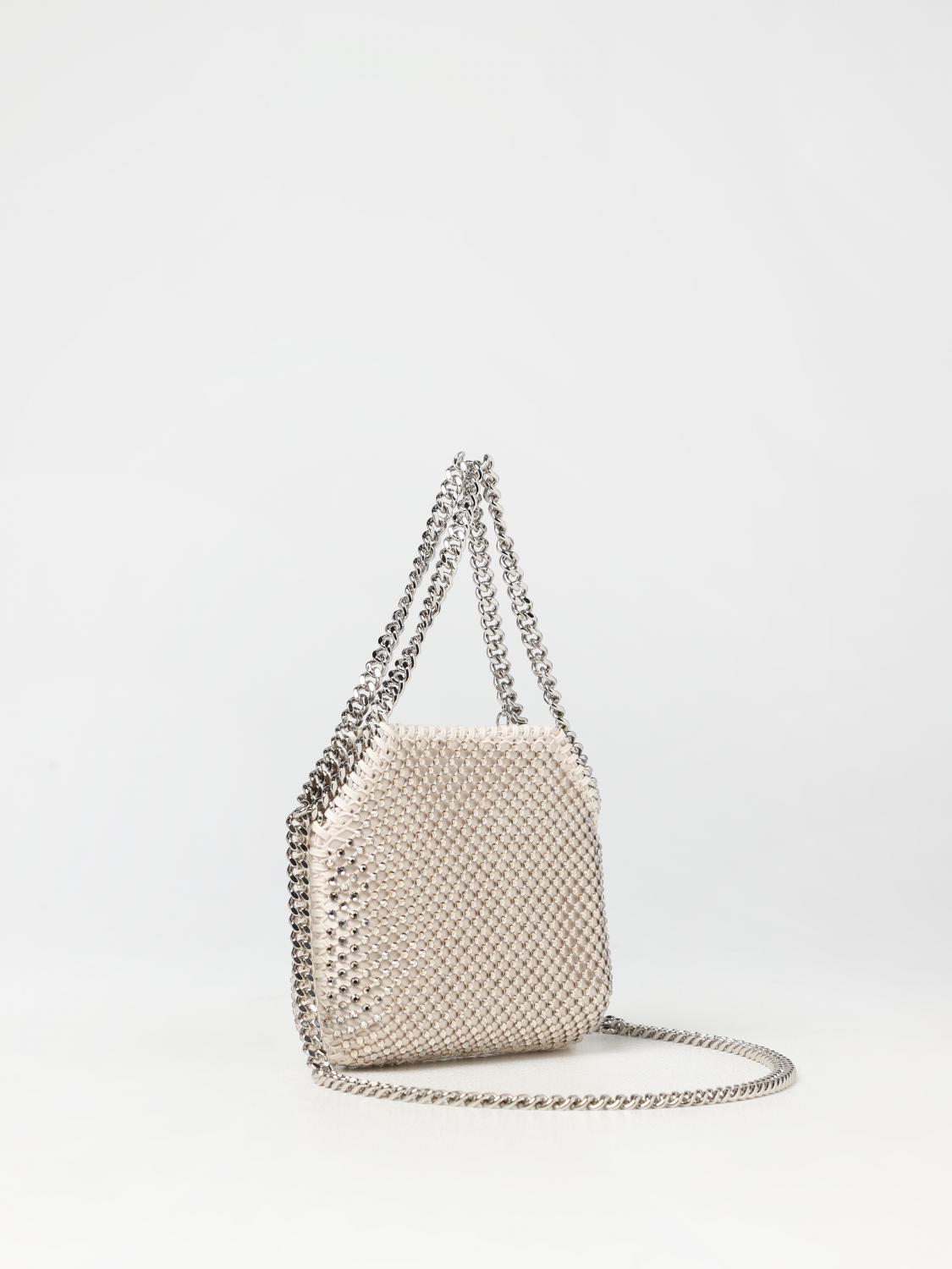 STELLA MCCARTNEY BORSA MINI: Borsa Falabella Stella McCartney in tessuto e strass, Crema - Img 2