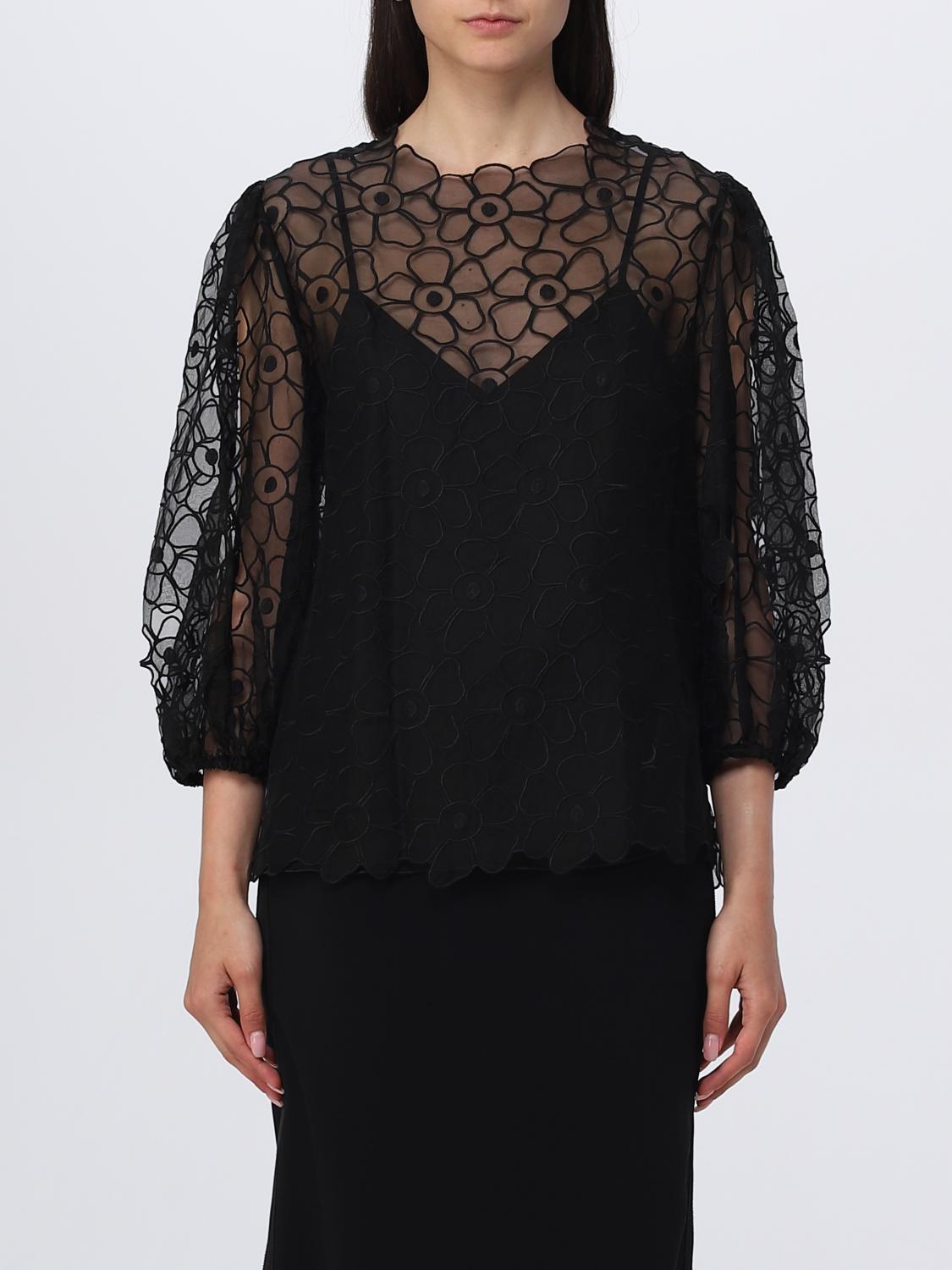 RED VALENTINO TOP: Blusa Red Valentino in tessuto ricamato, Grigio - Img 1