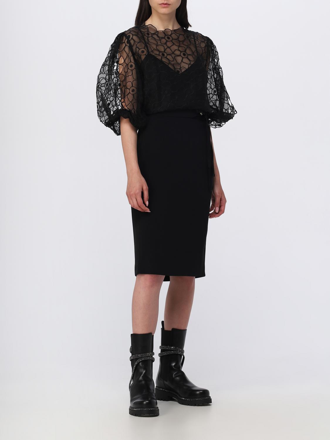 RED VALENTINO TOP: Blusa Red Valentino in tessuto ricamato, Grigio - Img 2
