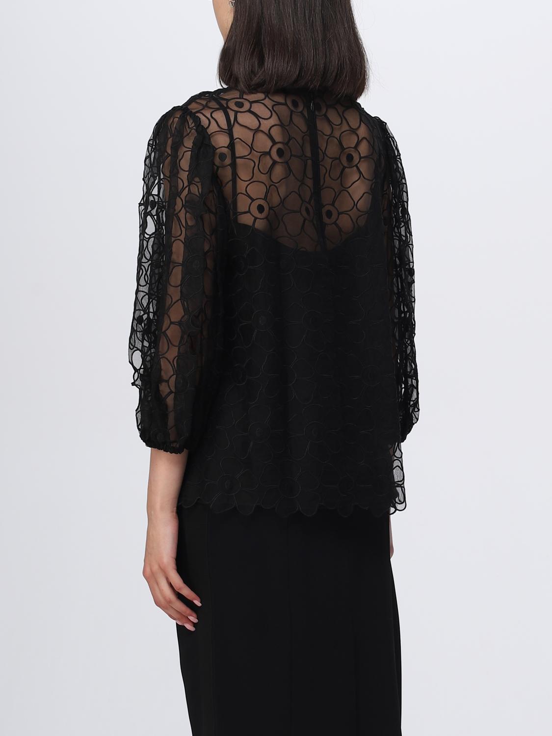 RED VALENTINO TOP: Blusa Red Valentino in tessuto ricamato, Grigio - Img 3