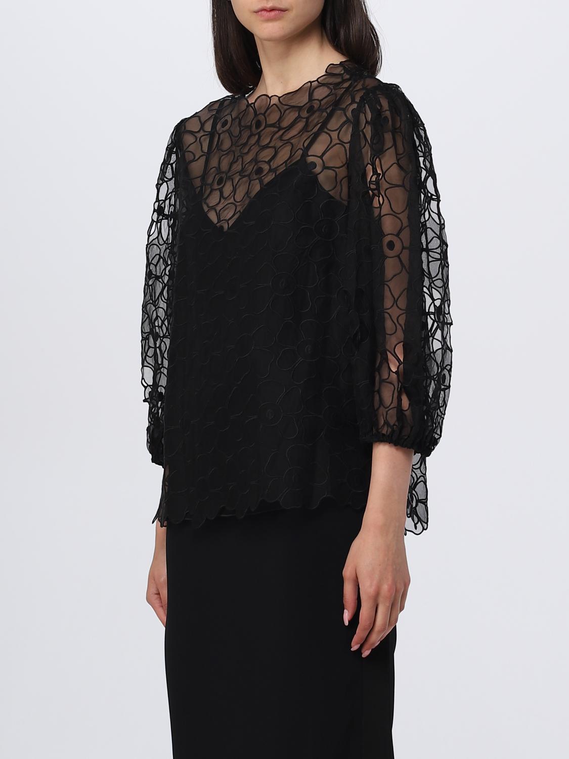 RED VALENTINO TOP: Blusa Red Valentino in tessuto ricamato, Grigio - Img 4