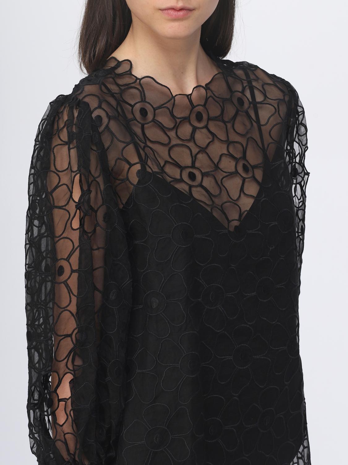 RED VALENTINO TOP: Blusa Red Valentino in tessuto ricamato, Grigio - Img 5
