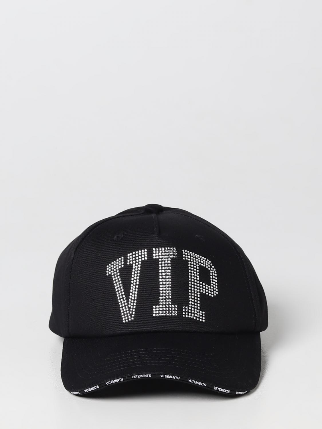 VETEMENTS CAPPELLO: Cappello Vip Vetements in cotone con strass, Nero - Img 2