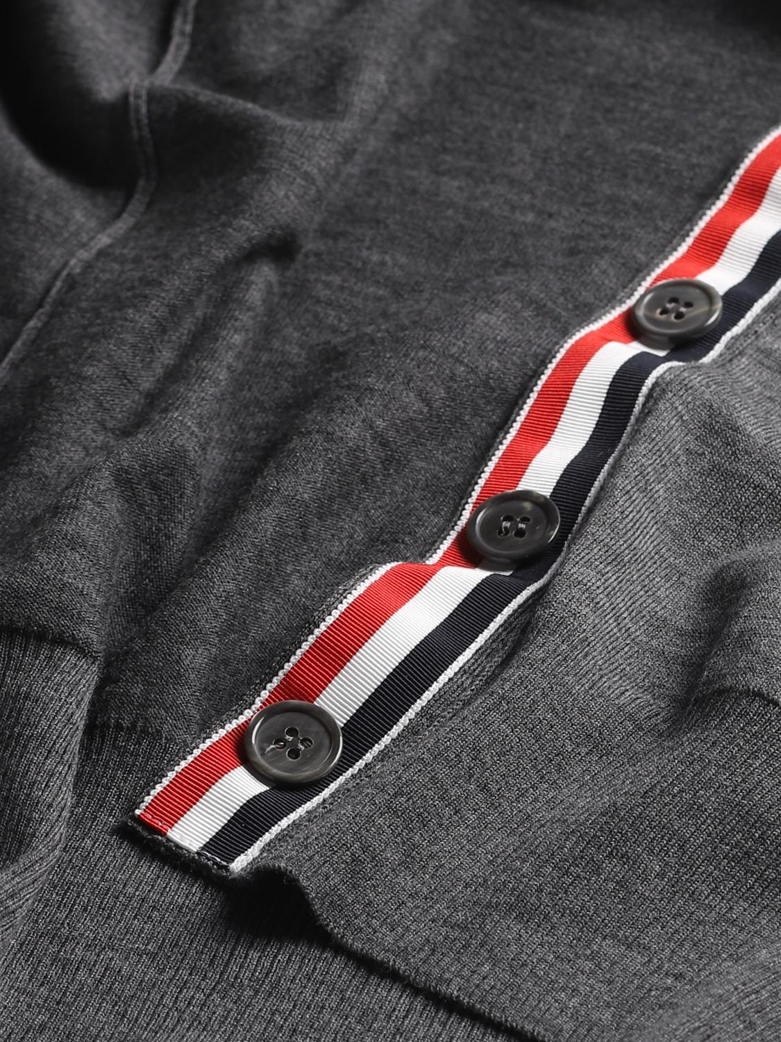 THOM BROWNE PULLOVER: Wollcardigan Thom Browne, Charcoal - Img 6