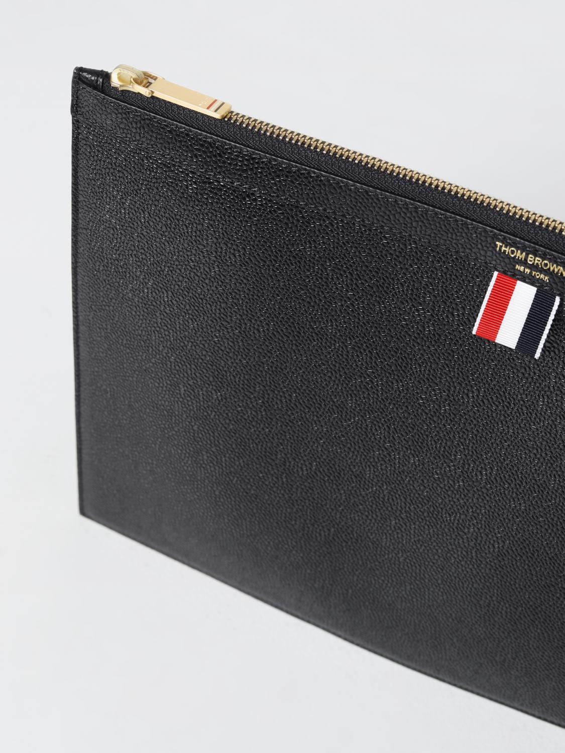 THOM BROWNE BRIEFCASE: Thom Browne clutch in micro grained leather, Black - Img 3