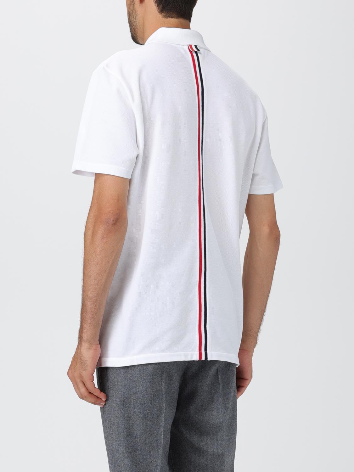 THOM BROWNE POLO: Polo Thom Browne de piqué de algodón con logo, Blanco - Img 3