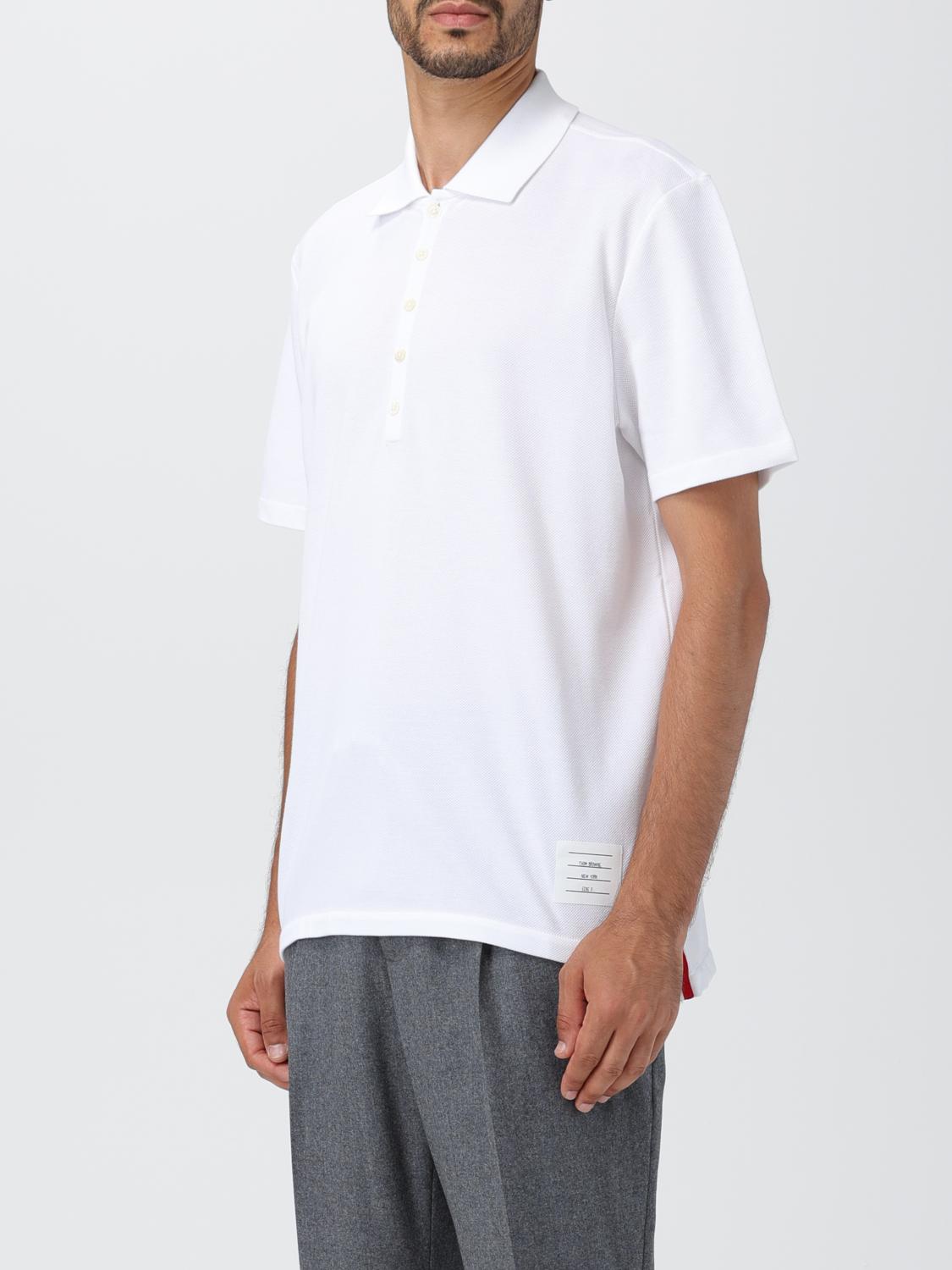 THOM BROWNE POLO: Polo Thom Browne de piqué de algodón con logo, Blanco - Img 4