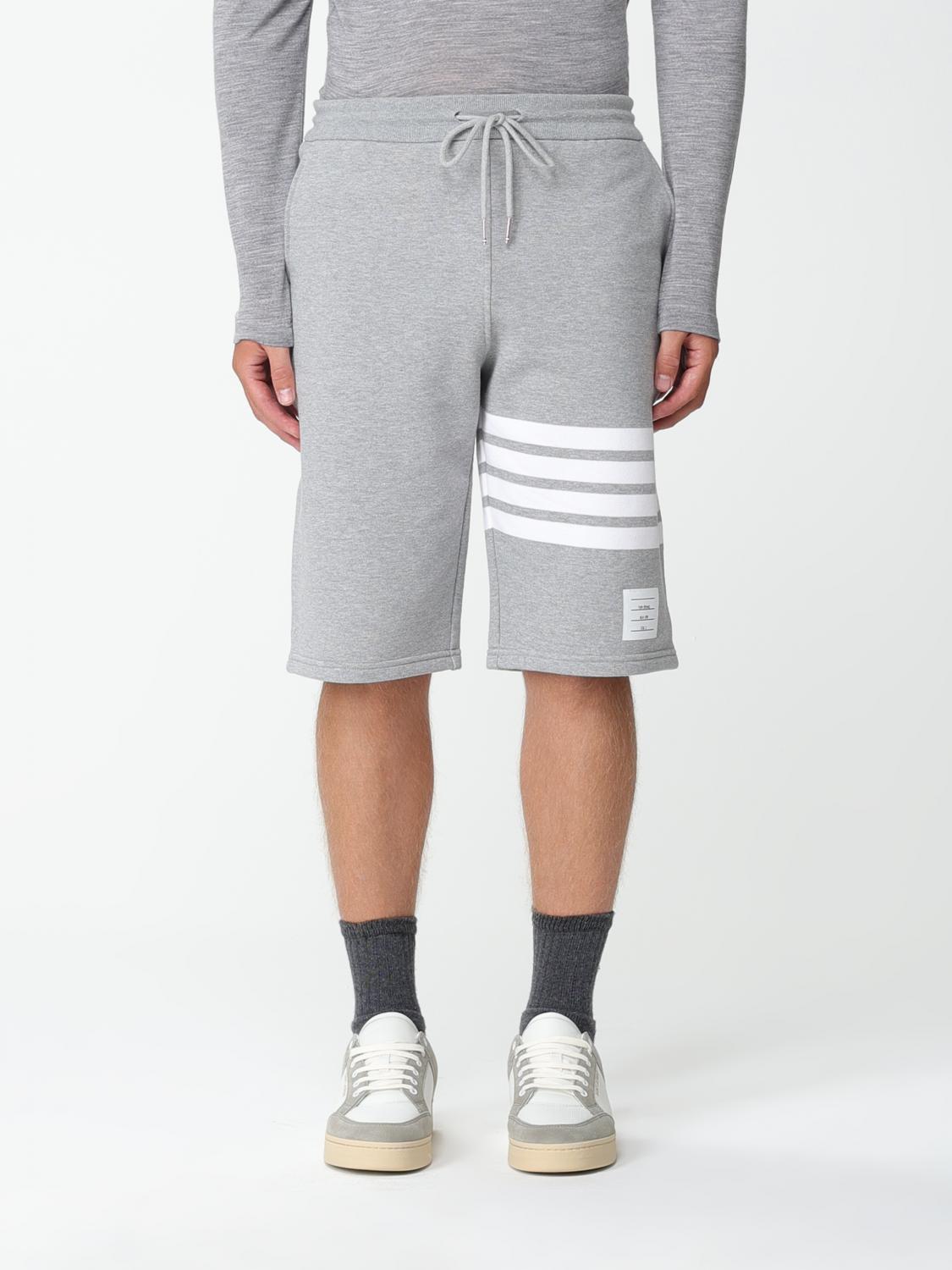THOM BROWNE SHORTS: Thom Browne cotton shorts with four-bar, Grey - Img 1