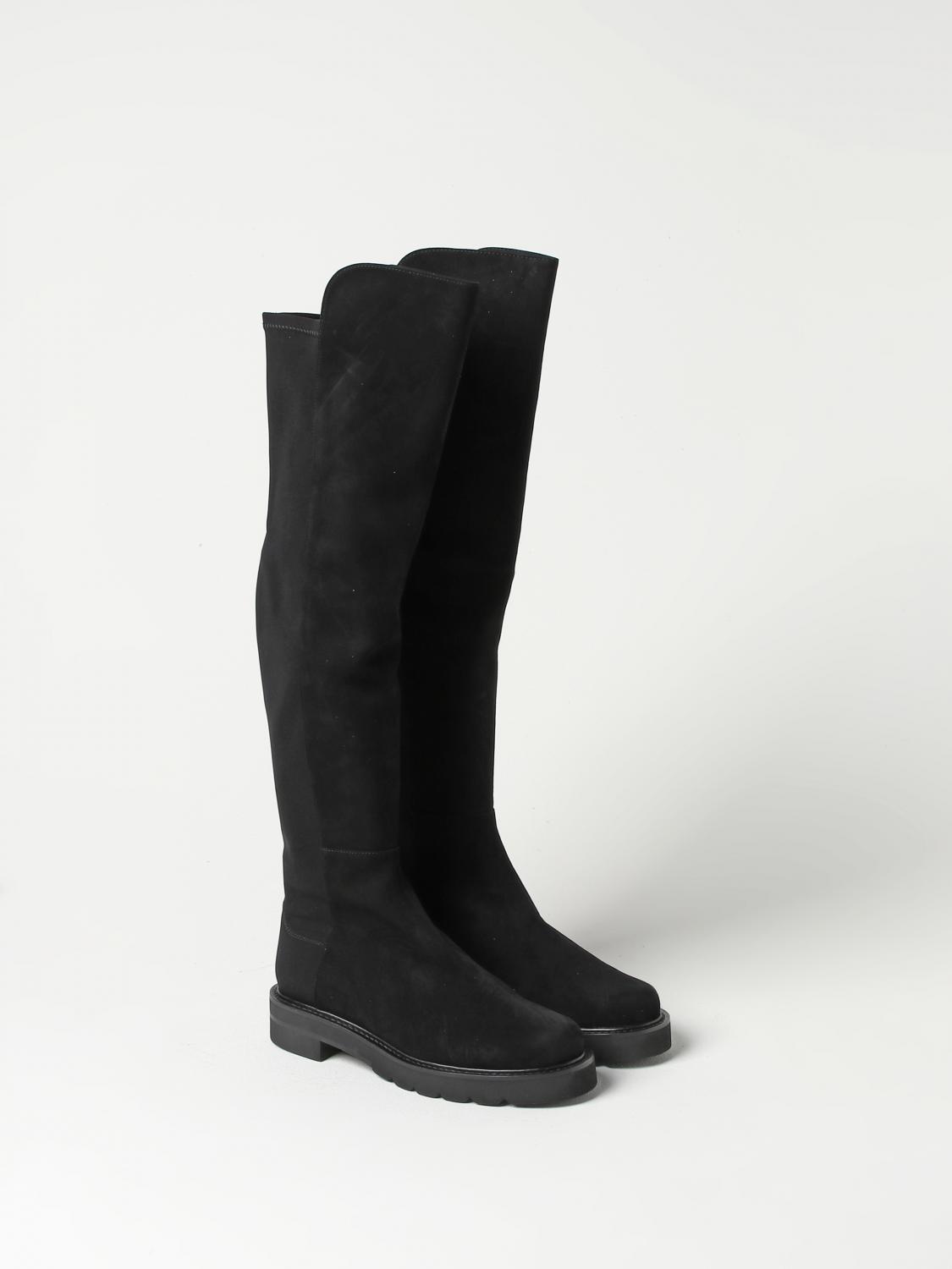 STUART WEITZMAN BOOTS: Stuart Weitzman 5050 boots in suede and lycra, Black - Img 2