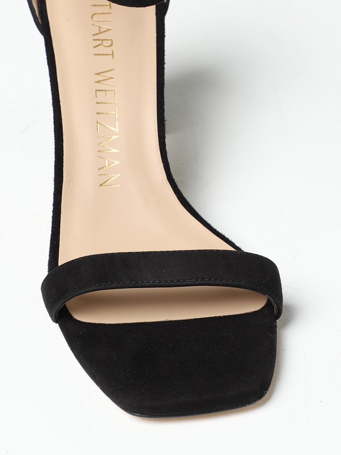 Escarpins Stuart Weitzman Talons Ouverts En Daim Noir - Taille 9.5 US Large (W) - Neufs