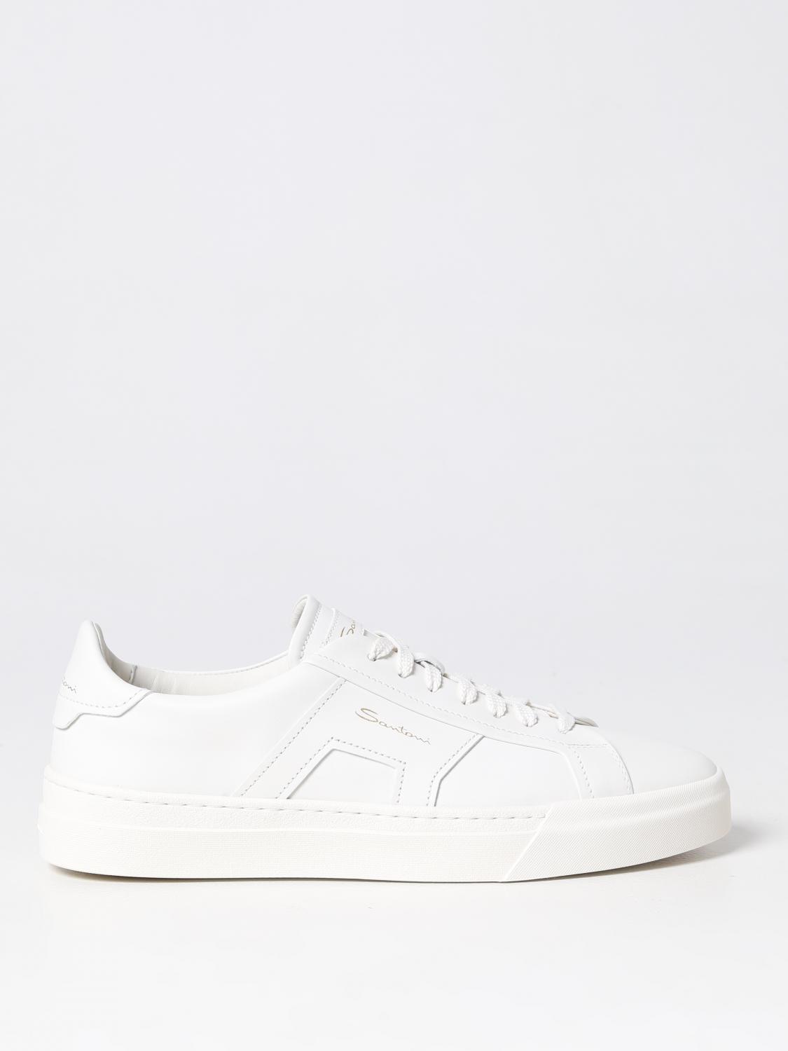 SANTONI SNEAKERS: Sneakers Santoni in pelle, Bianco - Img 1