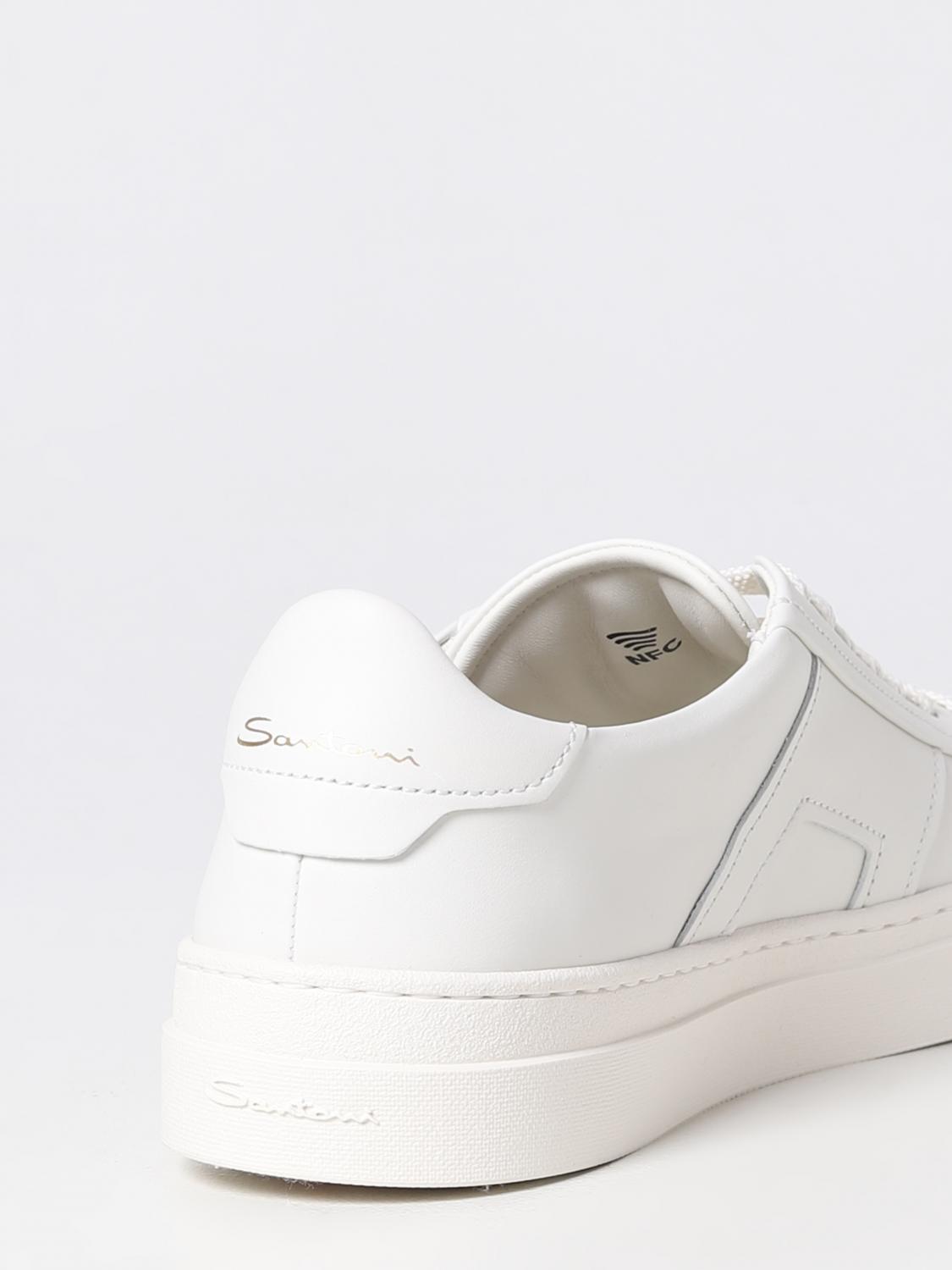 SANTONI SNEAKERS: Sneakers Santoni in pelle, Bianco - Img 3