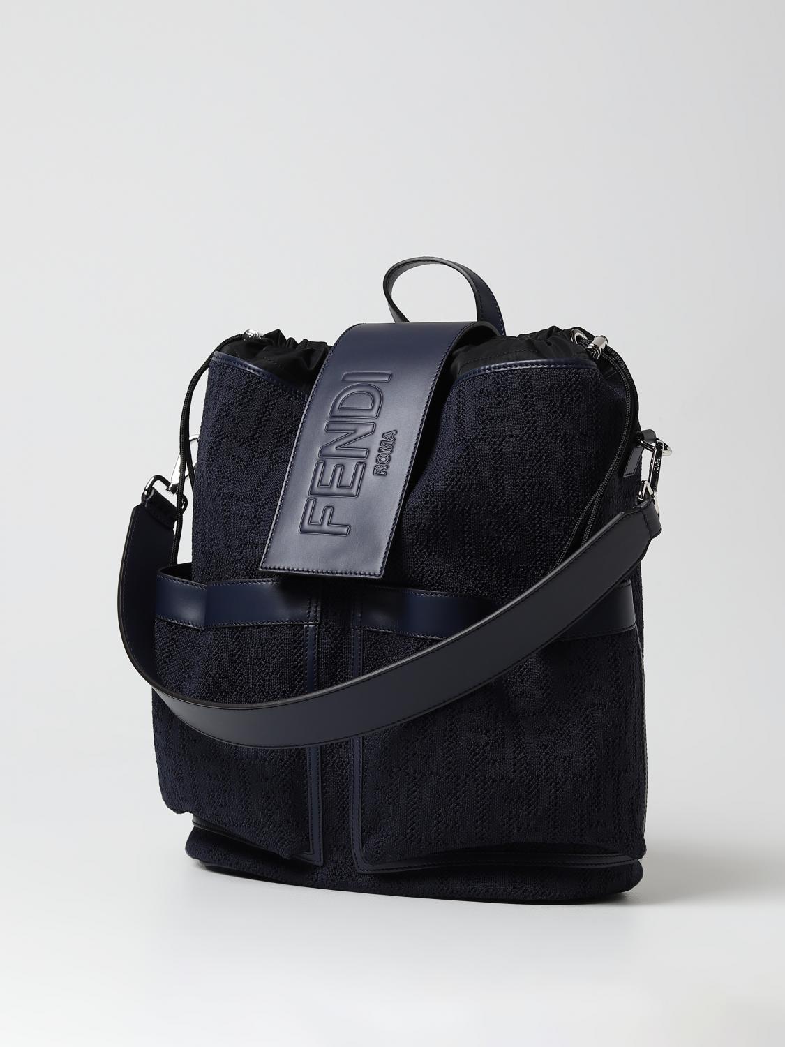 Fendi Strike backpack in fabric with inlaid FF monogram - Blue