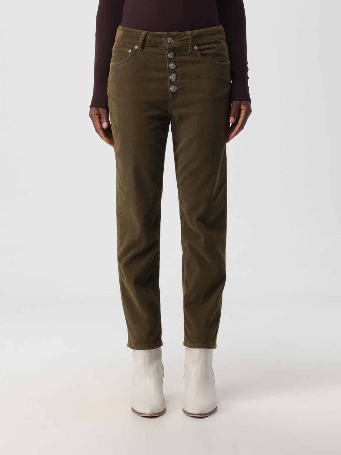 DONDUP PANTS: Dondup pants in cotton blend velvet, Green - Img 1