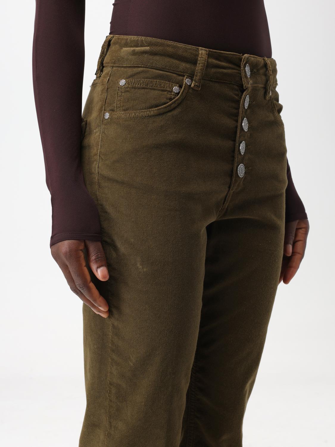 DONDUP PANTS: Dondup pants in cotton blend velvet, Green - Img 3