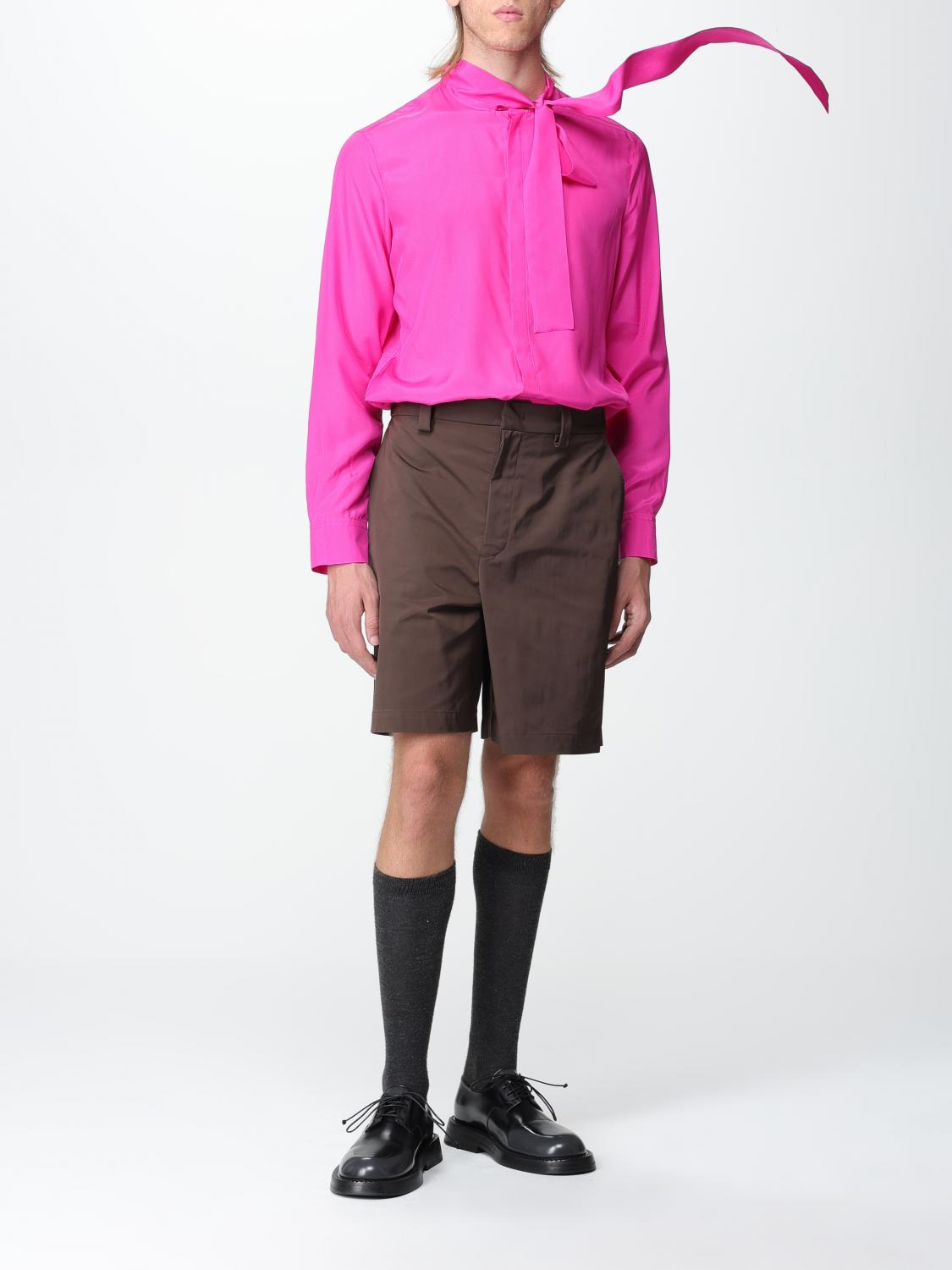 VALENTINO SHORTS: Valentino Bermuda shorts in nylon with logo label, Brown - Img 2