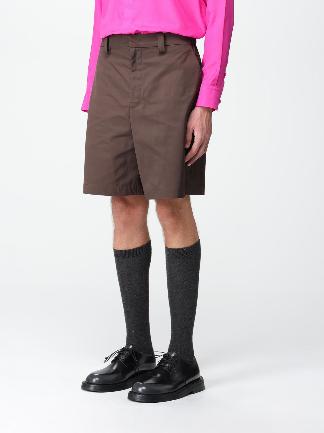 VALENTINO SHORTS: Valentino Bermuda shorts in nylon with logo label, Brown - Img 4