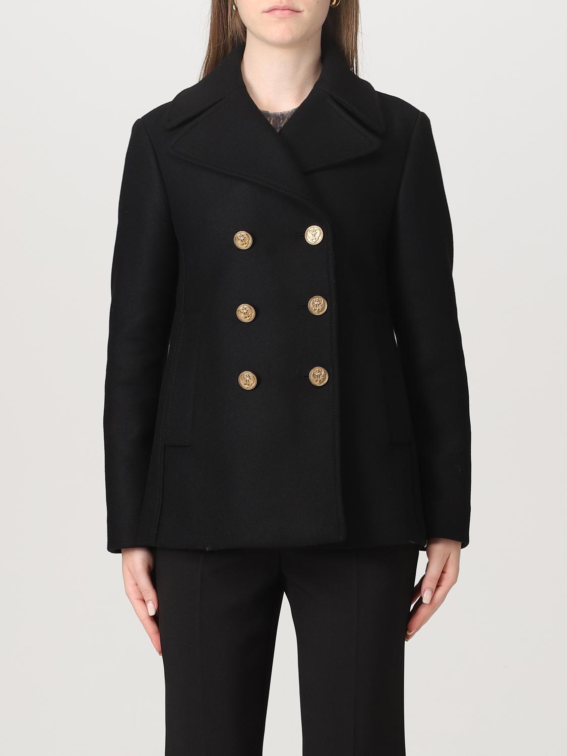 RED VALENTINO CAPPOTTO: Caban Red Valentino doppiopetto in misto lana, Nero - Img 1